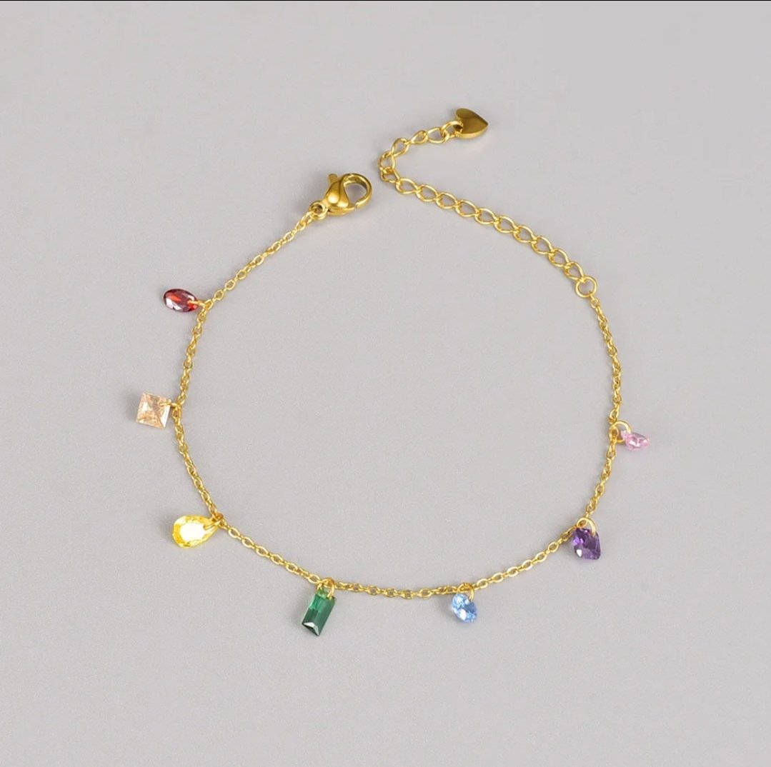 Rainbow Luxe Anklet - Glitze Accessories