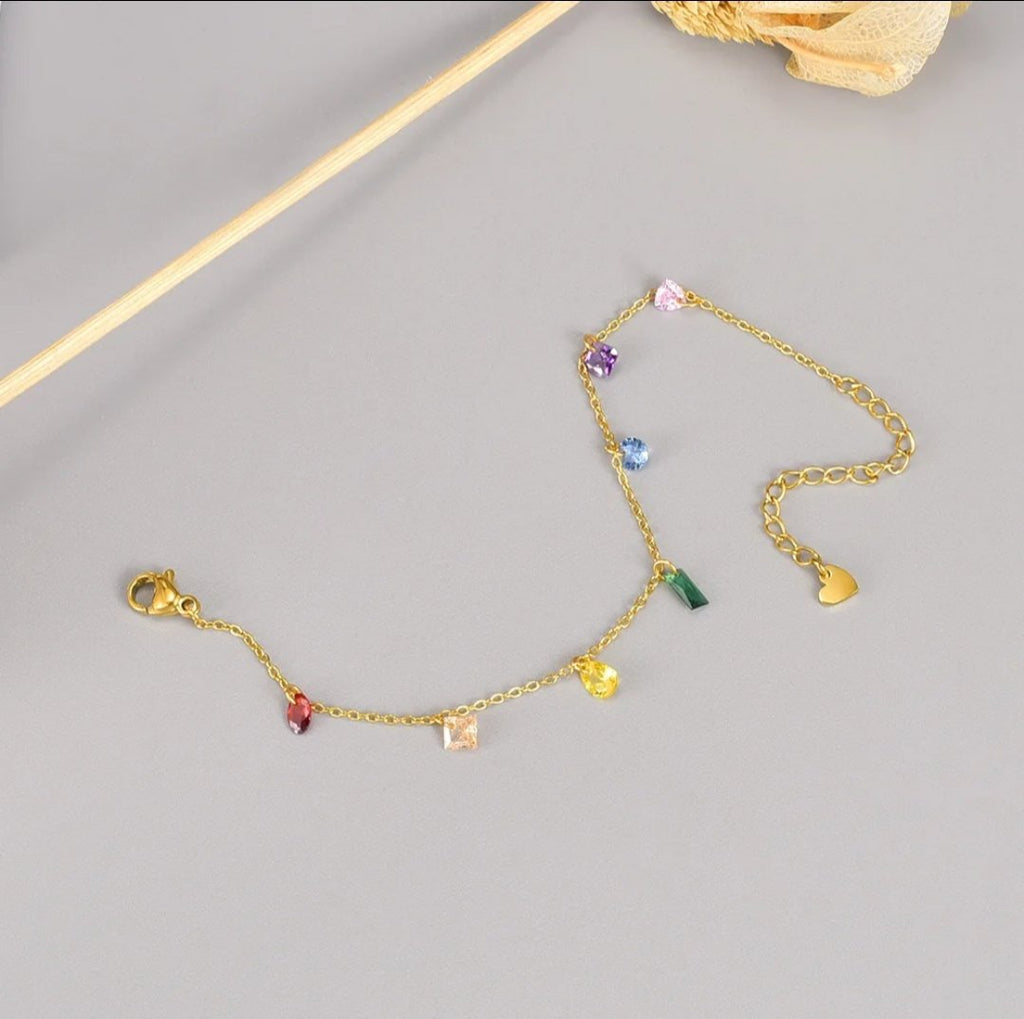 Rainbow Luxe Anklet - Glitze Accessories