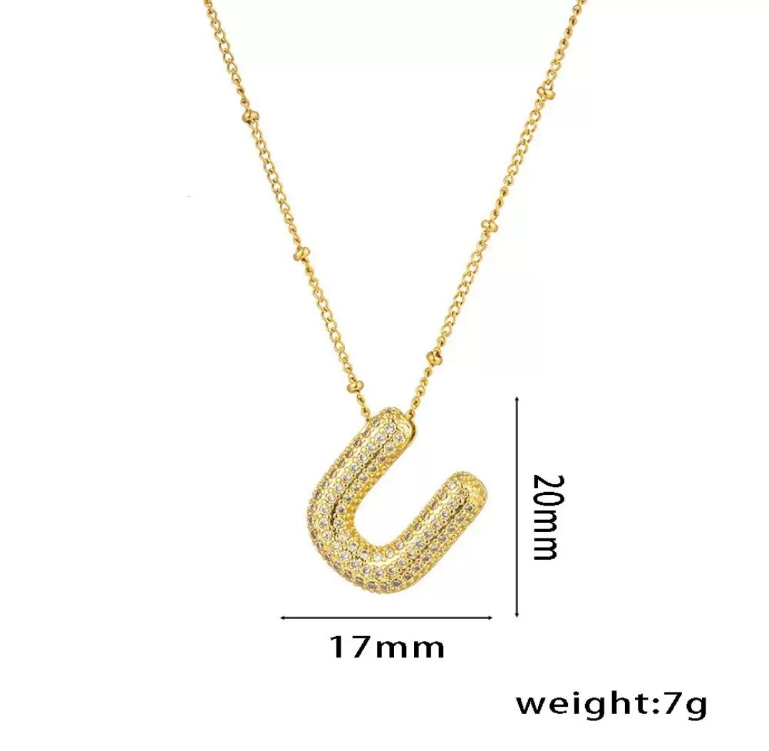 Initial Necklace - U - Glitze Accessories