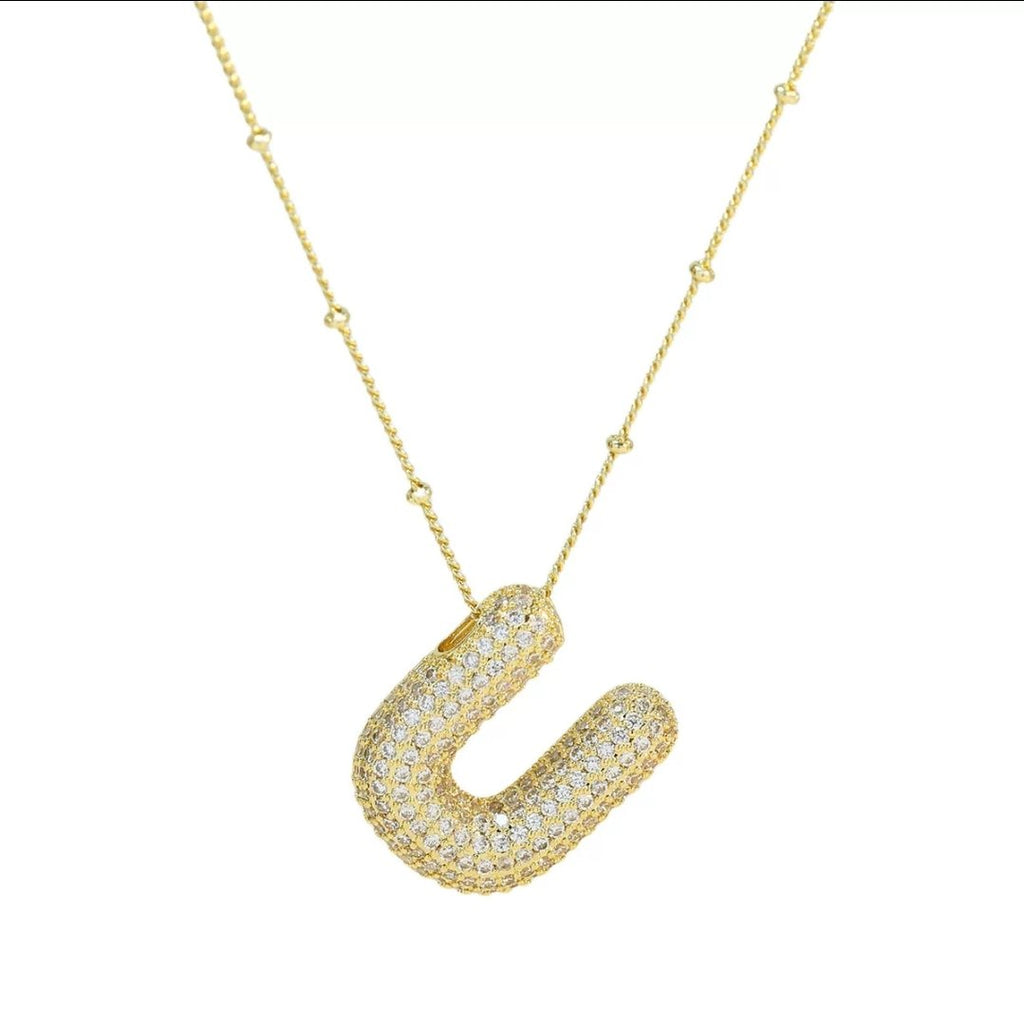 Initial Necklace - U - Glitze Accessories