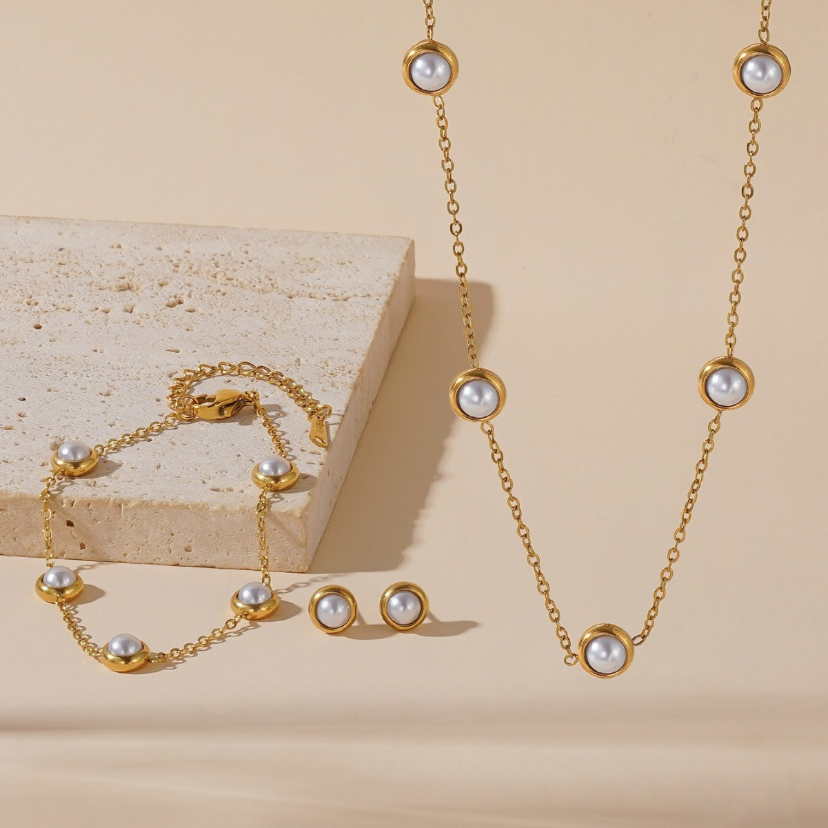 Ivory (Necklace, Bracelet & Ear Rings) - Glitze Accessories