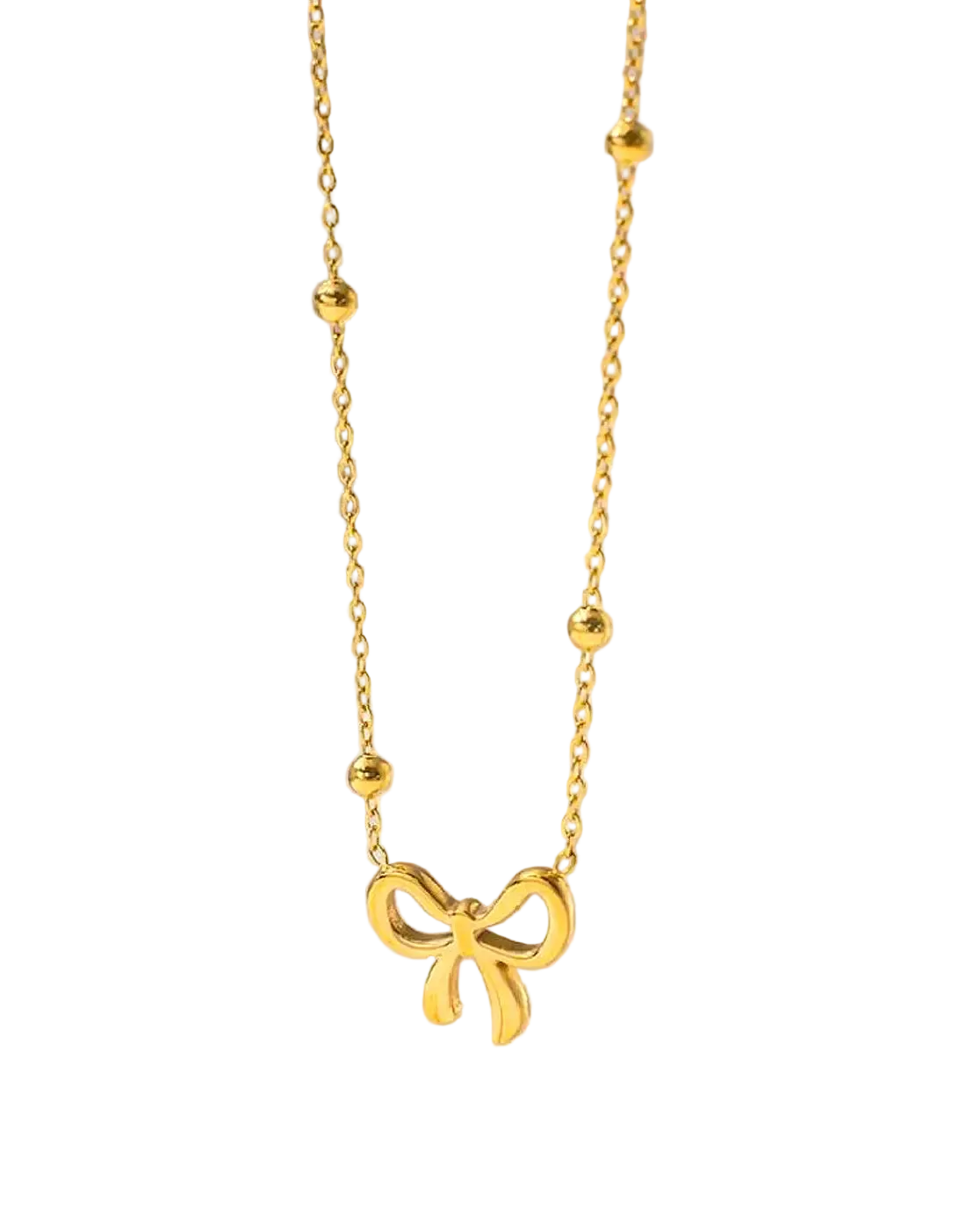 Simple Bowelle Necklace by Glitze Accessories featuring a delicate, elegant design with a small bow pendant on a fine chain.