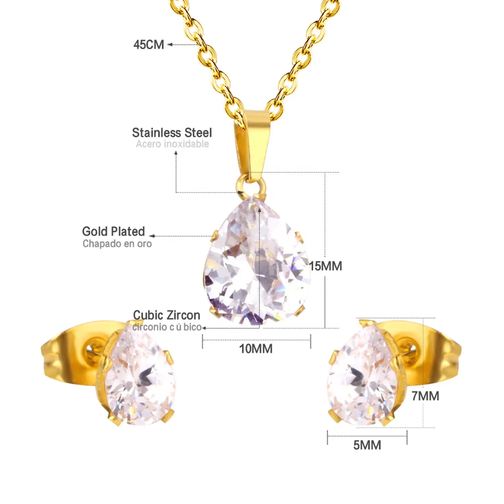 Tear Drop Set - Golden - Glitze Accessories