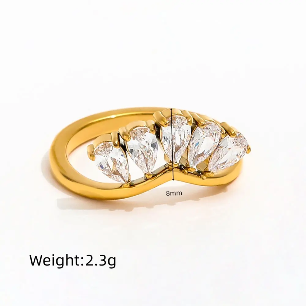Glitze Accessories Starfall Ring with adjustable band and star-shaped design, showcasing sparkling details on a plain background.