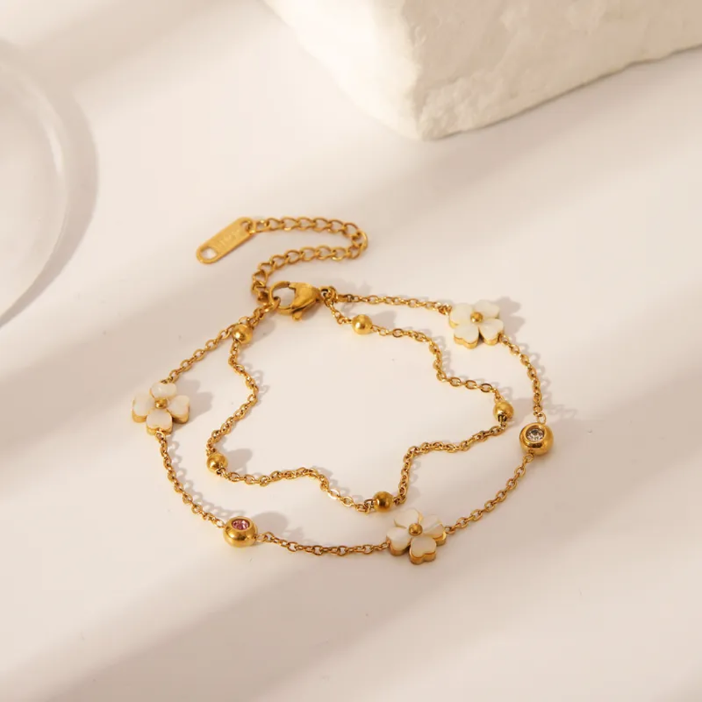 Simple Lily Bracelet by Glitze Accessories featuring delicate floral design and silver-tone metal.