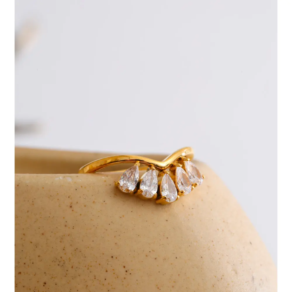 Glitze Accessories Starfall Ring with adjustable band featuring a star-shaped design, made of silver-tone metal.